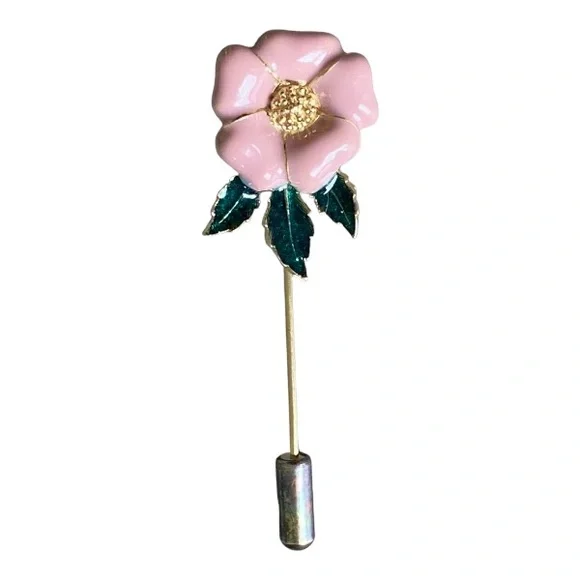 Vintage Pink Enamel Lapel Pin - Picture 3 of 5